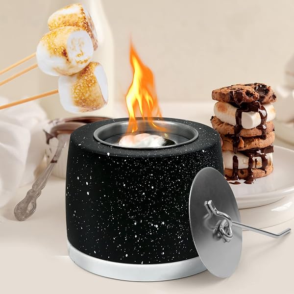 Amazon.com : ENERBRIDGE Tabletop Fire Pit Bowl, Portable Fire Pit Table Top  Firepit Ethanol Fireplace, Concrete Mini Indoor Personal Smores Fire Pit  for Balcony Patio : Patio, Lawn u0026 Garden