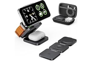 LULULOOK Qi2 Certified 3 in 1 Travel Charger MagSafe Compatible, Upgraded Foldable Wireless Charger Stand, Mag-Safe 3 in 1 Charging Station,15W Fast Charging for iPhone 16/15/14/13/12, Apple Watch, AirPods