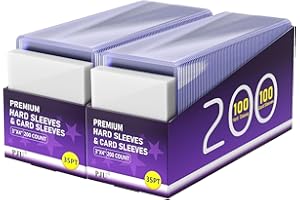 PJU 400 Hard Plastic Card Sleeves, Premium Plastic Baseball Card Sleeves, 3" x 4" Trading Cards Holder, Sports Baseball Football Game Cards Protectors (200 Hard Sleeve + 200 Soft Sleeve)