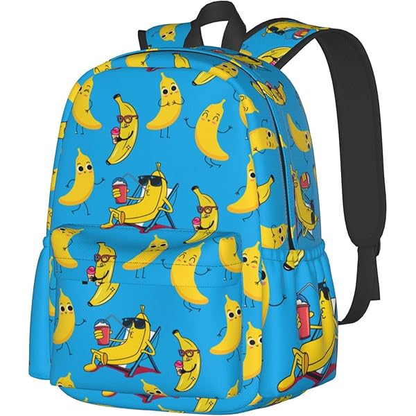 Zaino Banana Giallo Per Scuola E Laptop - Leggero, Con Strisce Riflettenti, 33x22x45 Cm, Comparto Imbottito Per PC 15.6", Per Studenti E Viaggi - 5