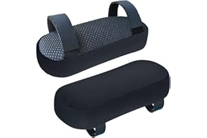 WdFour 2-Pack Non-Slip Armrest Pads for Office & Gaming Chairs - Ergonomic Forearm Support Pillow for Desk, Computer & Wheelchair, Pressure Relief Cushions (Black)