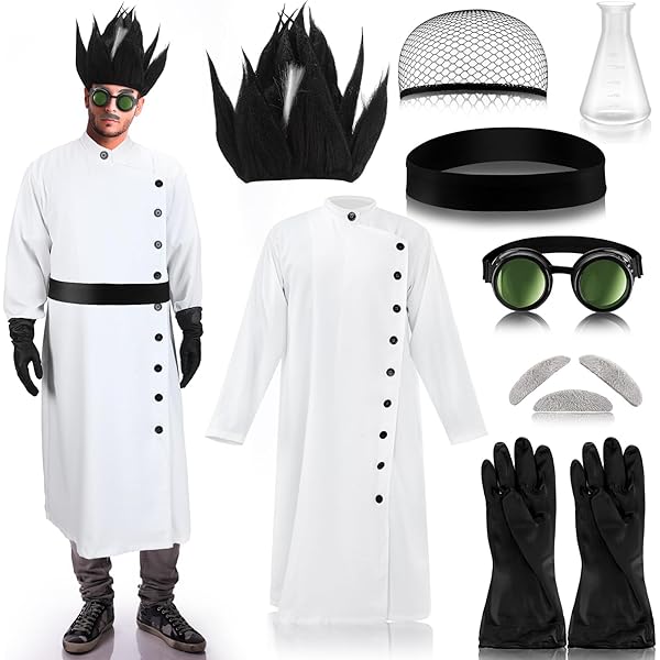Amazon.com: Jiuguva 9 Pcs Halloween Mad Scientist Costume for