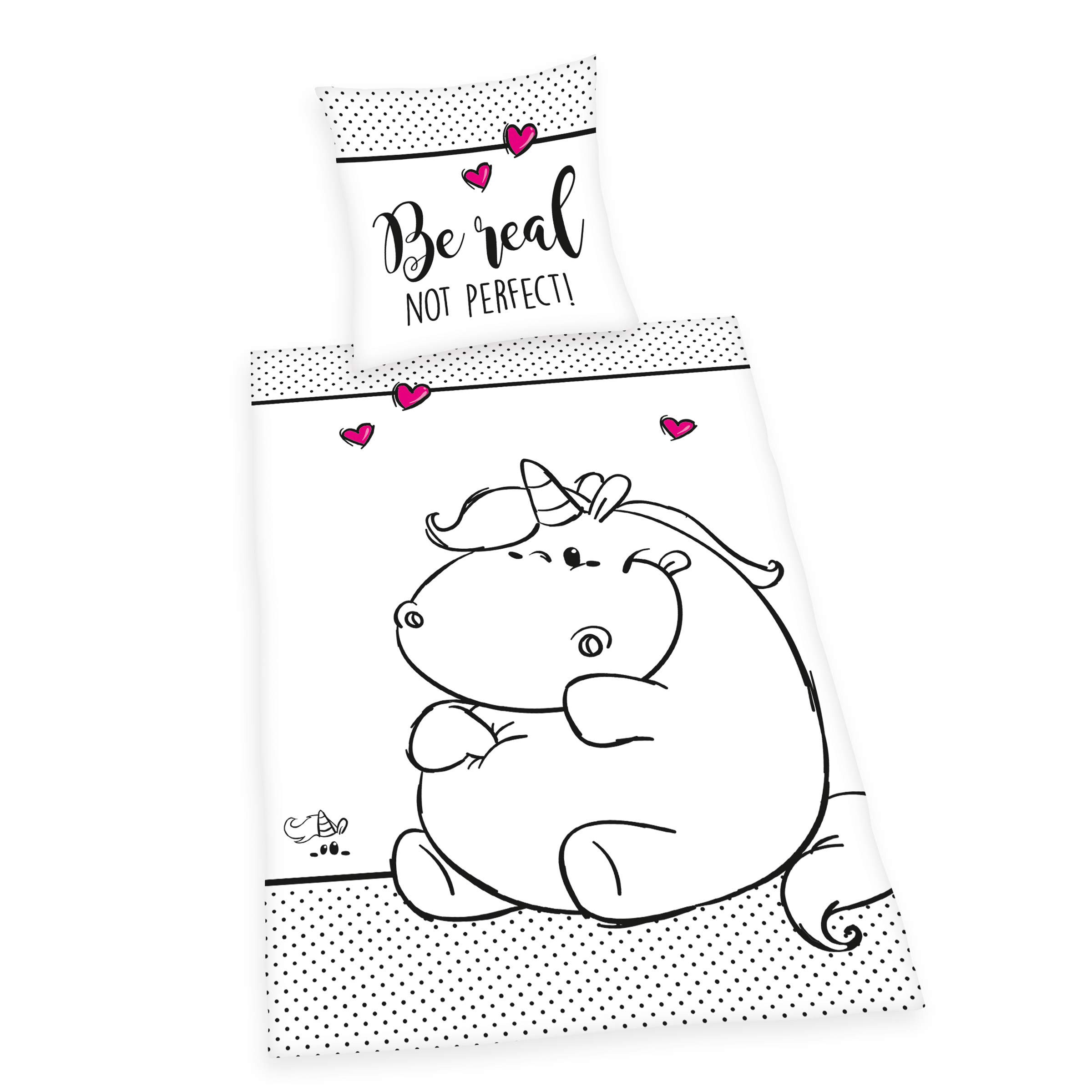 Pummeleinhorn Bedding Set, Cotton, weiß, 80 x 80 cm, 135 x 200 cm