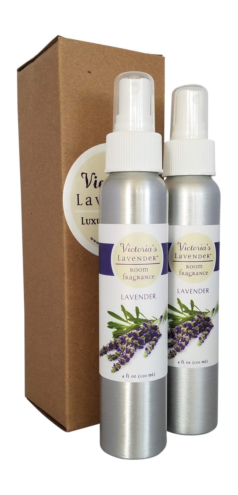 Victoria's Lavender Room Spray - All Natural Home Fragrance, Pure Oil Air Freshener & Odor Eliminator, Relaxing Scent, Aromatherapy Household Essentials, Made in the USA, 2-Pack Lavender, 4 oz each