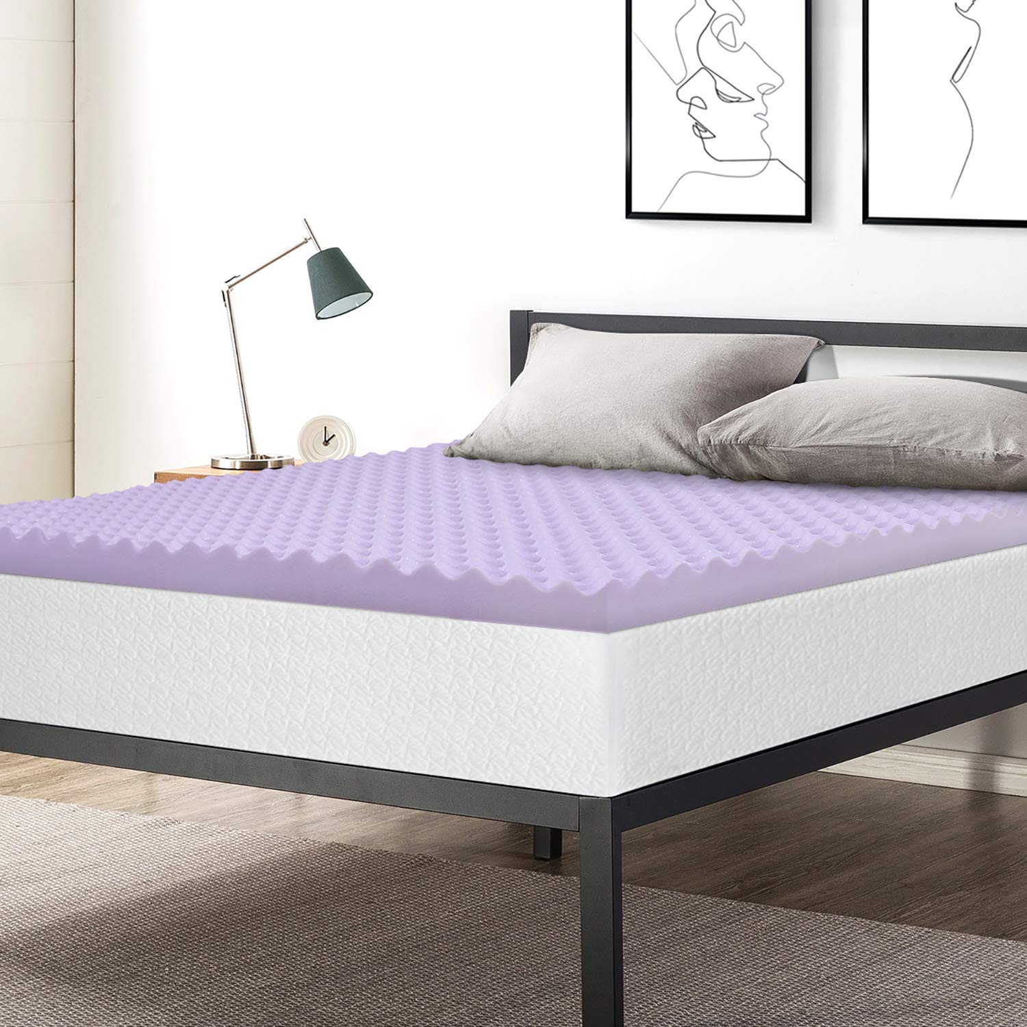 Best Price Mattress Queen 3 Inch Egg Crate Memory Foam Bed Topper with Lavender Cooling Mattress Pad