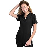 Green Town Scrubs for Women - 4 Pocket V-Neck Scrub Top, Stretch Fabric, Easy Care Uniforms