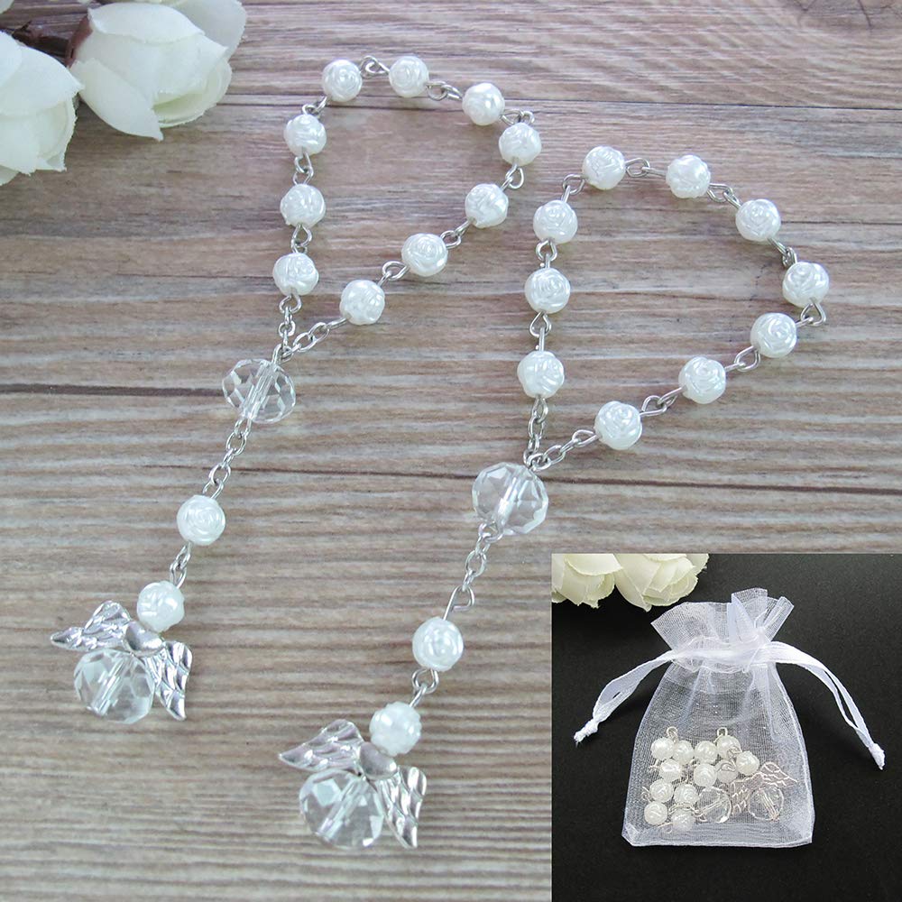 24 Pcs Mini Rosary Baptism Favors With Angels For Boy And Girl