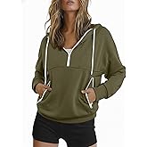 ZAFUL Womens Hoodies Half Zip Up 2025 Fall Fashion Hooded Sweatshirts with Zipper Pockets Contrast Pullover Workout Clothes