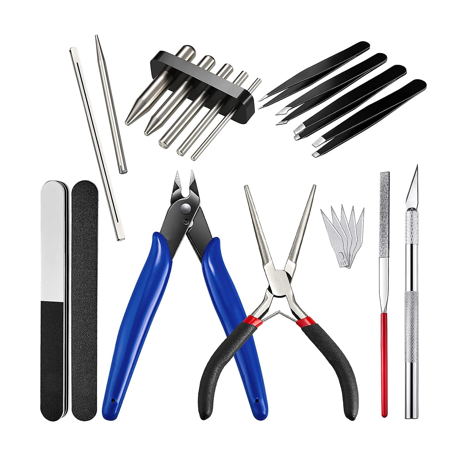 VOANZO 17 Pieces Metal Puzzle Tool Set Tool DIY Metal Model Kits Tools Tab Edge Cylinder Cone Shape Bending Assist Tools
