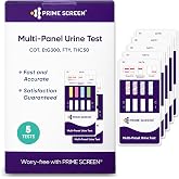 Prime Screen Multi-Panel Urine Test - Testing for THC, Nicotine (COT), Alcohol Test (EtG) -[5 Pack]