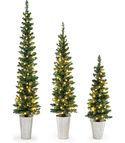 Amazon.com: Goplus 3' 4' 5' Pre-Lit Christmas Tree Set of 3
