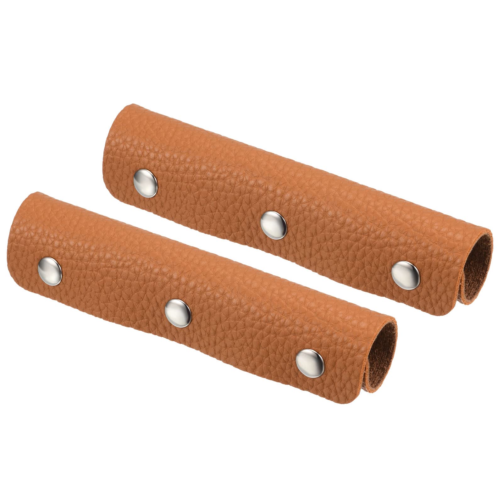 PATIKIL Luggage Handle Wrap, 2 Pack PU Handbag Grip Cover Protector Identifier with Clasp for Suitcase Grocery Shopping Bag, Orange