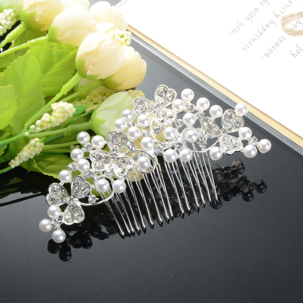 Gentlecarin Pack of 5 Vintage Bling Crystal Hair Comb for Women Princess Luxury Style