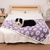 Yaning Waterproof Blanket for Dog Cat or Adult, Cute 3D Textured Flower Dog Blanket for Bed Couch Sofa, Soft Liquid Pee Proof Pet Furniture Protector, 60"x80", Purple
