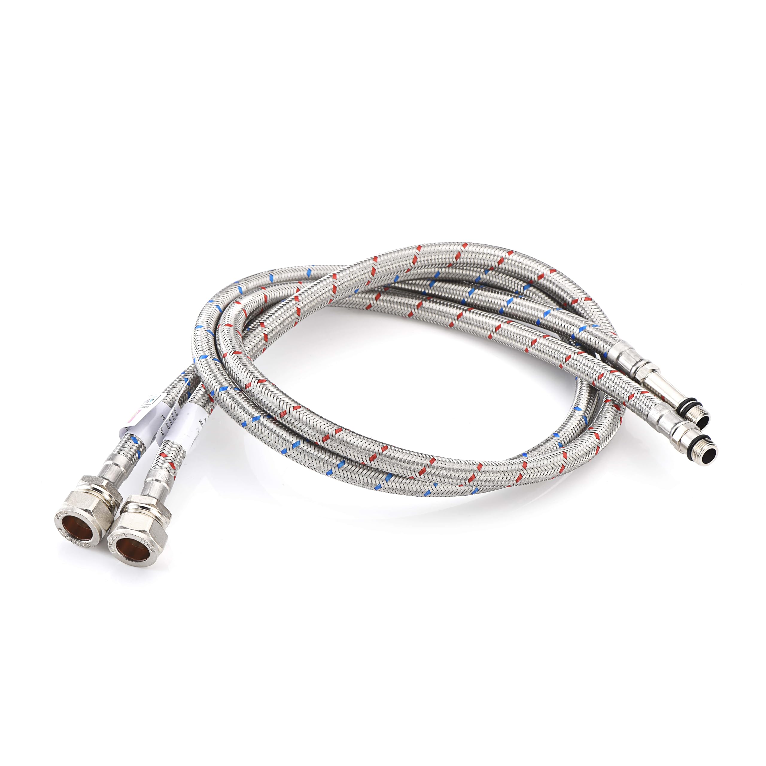 Home Range 900mm WRAS Approved Pair of M12 x 15mm |4 Lengths| BSP Flexible Braided Hose Stainless Steel Bath Tap Flex Connectors, 10 Bar Pressure, Max 90°C Durable Leak Proof Plumbing Solution