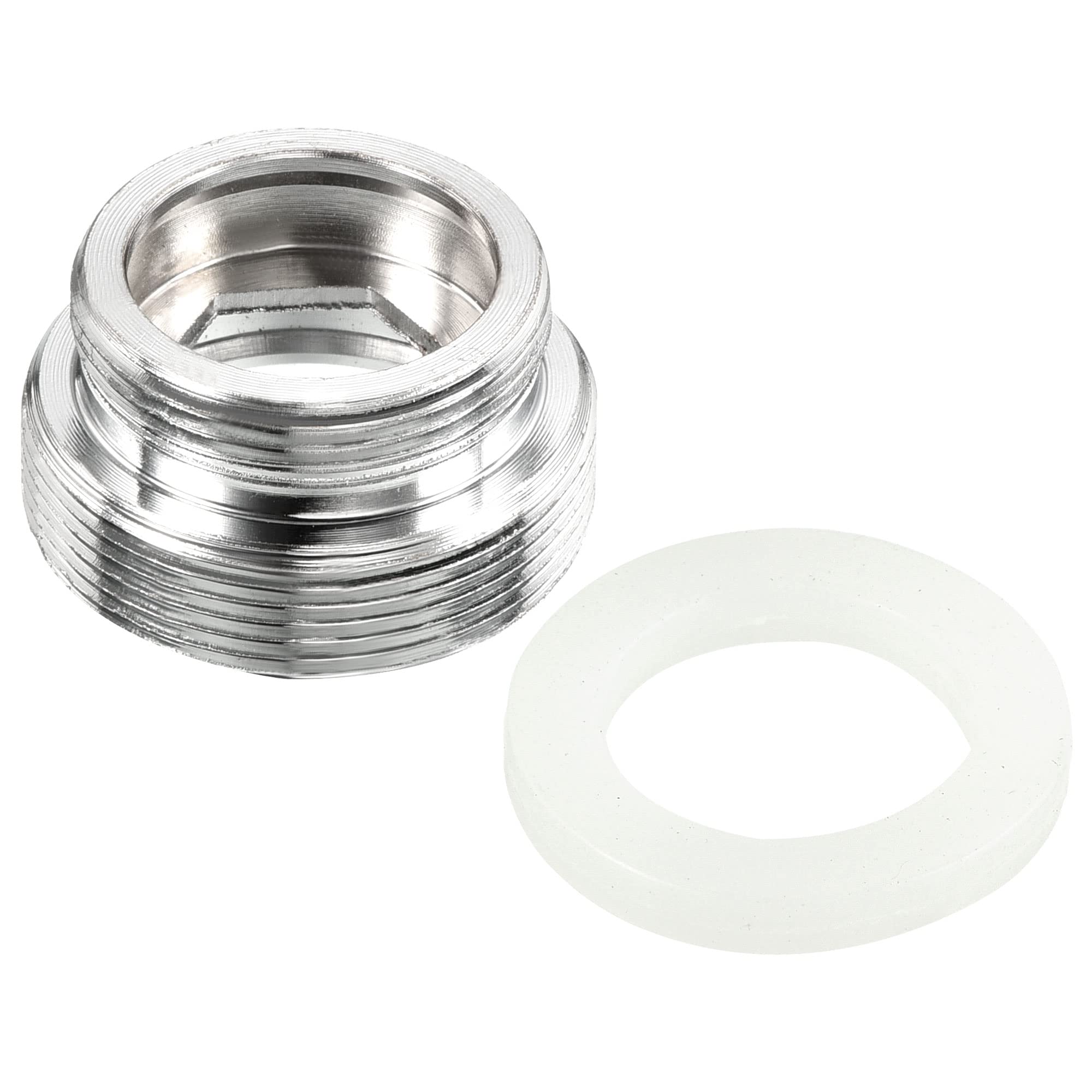 PATIKIL M26*1.0 Male to M22*1.0 Male Thread Faucet Adapter, 2 Pack Chromed Aerator Straight Connector for Garden Hose Water Filter Pipe, Silver