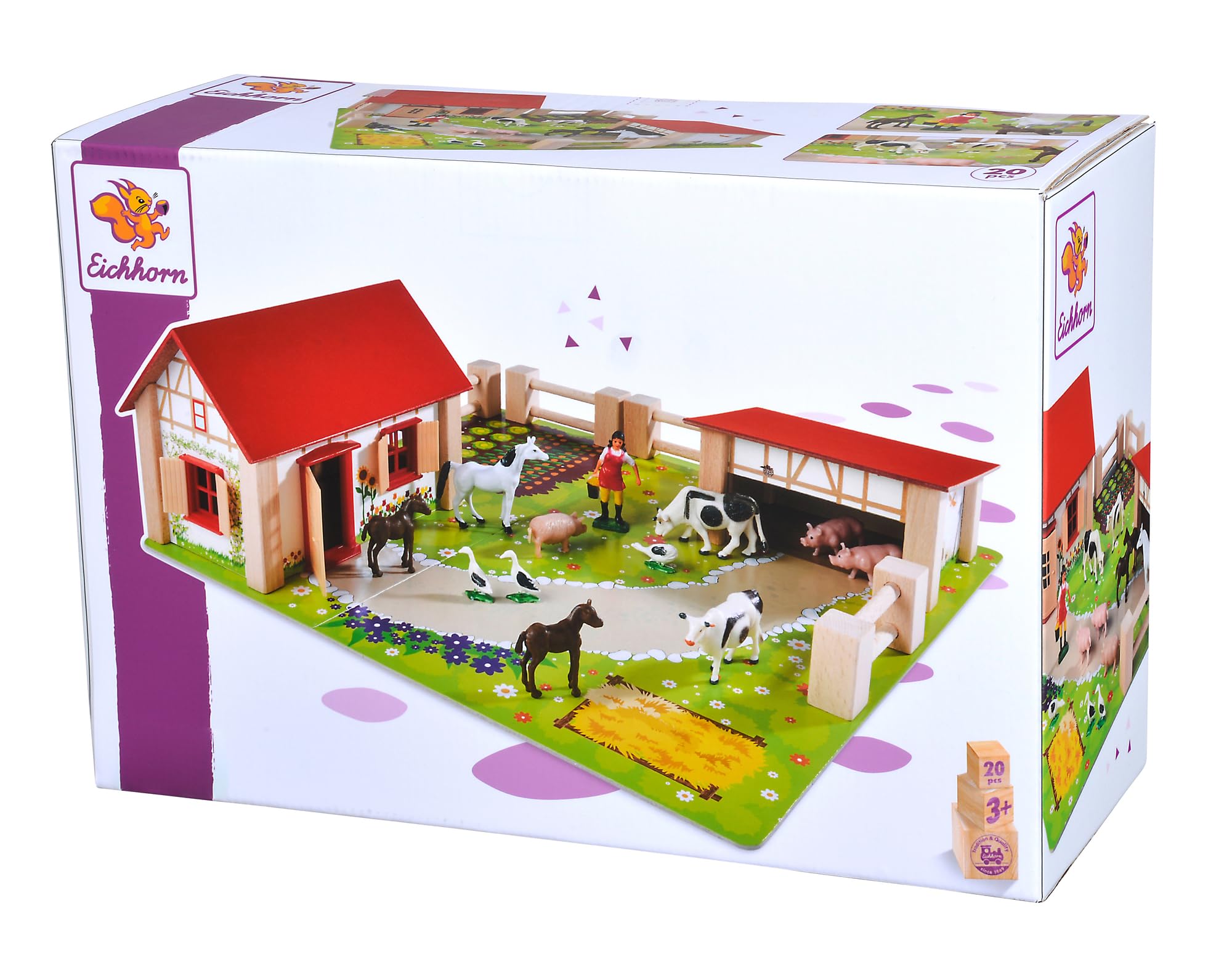 Eichhorn Liitle Farm Wooden Toy Set (21-Piece, Multi-Colour)