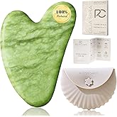 Rena Chris Gua Sha Facial Tools, Jade Guasha Tool for Acupuncture, Manual Massage Tool for Jawline Sculpting and Puffiness Re