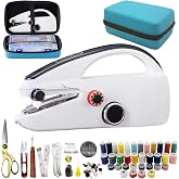 Handheld Sewing Machine Heavy Duty, with Blue Leather Storage Case and 110-Piece Sewing Kit, Mini Portable, Ideal for Adults &amp; Beginners, Complete Set of Quick Home Clothing Repair Tools, Good Gift