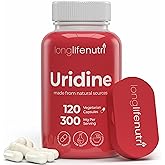 LongLifeNutri Uridine Monophosphate 300mg – Choline Precursor & Synaptic Function, Nootropic for Focus & Mental Performance, 120 Vegetarian Capsules, 4-Month Supply, GMP Certified, Made in USA