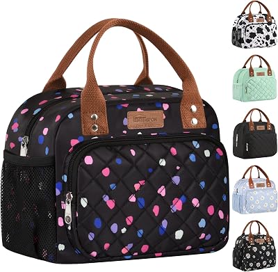 HOMESPON Insulated Lunch Bag for Women Men Colorful Dots 27x21x15 cm