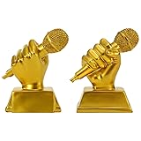 Tosnail 2-Pack Golden Microphone Trophy, Music
