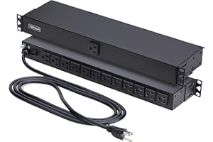 StarTech 13-Outlet Rackmount PDU, 1U Server Power Strip, 1x Front and 12x Rear Ports, Mounted Power Distribution Unit