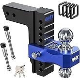 Orion Motor Tech Adjustable Trailer Hitch, 8 in Drop & Rise Hitch Fits 2.5 in Receiver, 8000-18500 GTW, Heavy Duty Aluminum T