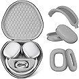 Maxjoy for Airpods Max Case, Smart Case Supports Sleep Mode, with AirPods Max Silicone Earpad Cover/Ear Cups/Headband Cover Accessories, Portable Travel Carrying Storage Bag, Light Gray Set