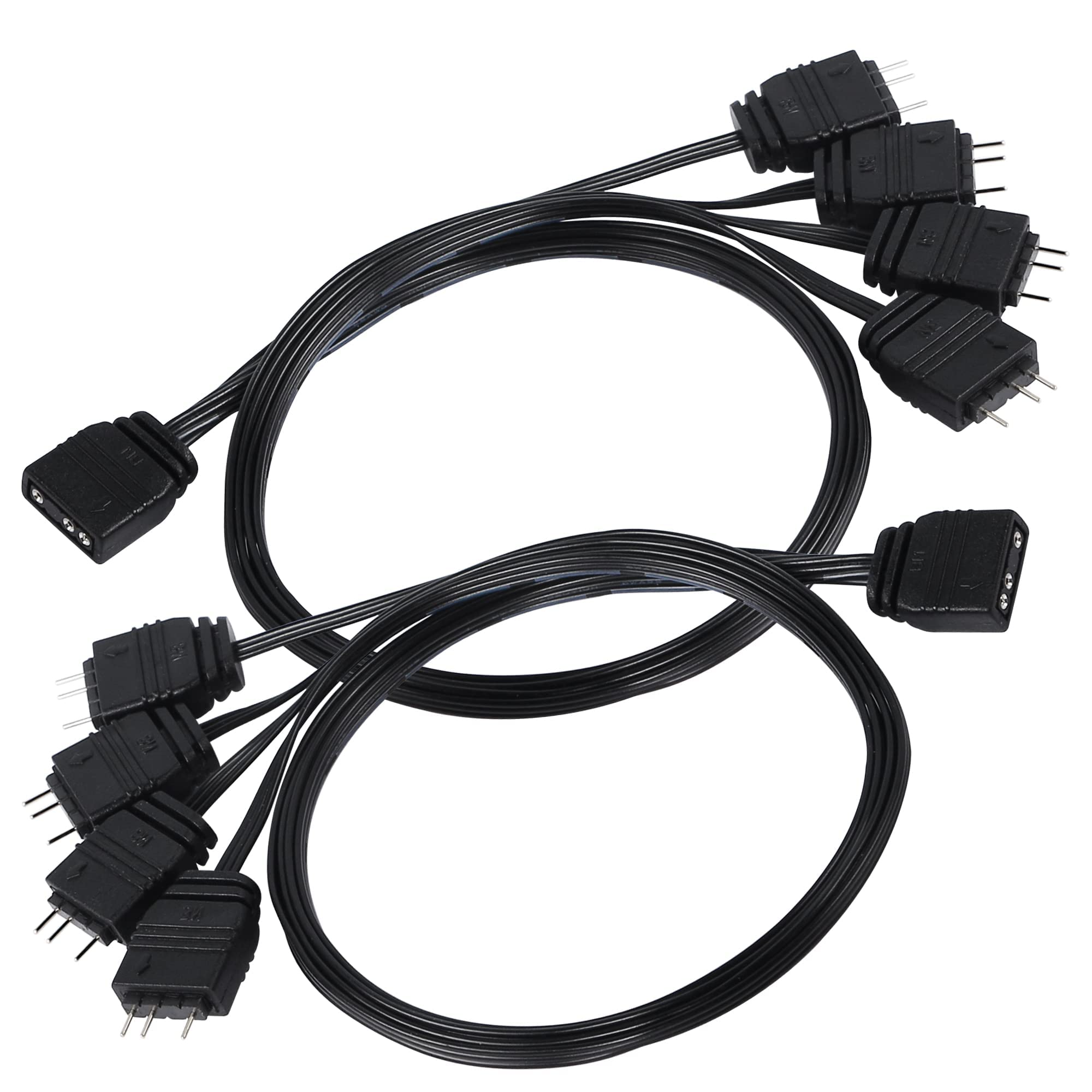 CERRXIAN 2PCS 5V ARGB Splitter Cable, 1 Female to 4 Male Ports 3PIN HUB Extension Connector Cord Wire for ARGB LED Strips,ARGB Fans Etc