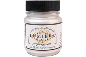 Jacquard Lumiere 2.25oz Fabric Paint Pearlescent White - Metallic Paint for Fabric, Leather, Canvas, Paper and Wood - Light-bodied Metallic Acrylic Paint - Lightfast & Vibrant Metallic Acrylic Paints
