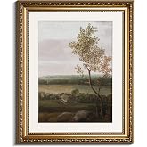 InSimSea Retro Gold Framed Wall Art, Home Room Rural Scenery Vintage Wall Decor, Canvas Print Artwork, Farmhouse Country Decor, Antique Picture Frame Landscape Paintings, 13x16 Inch
