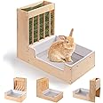 Essenhome Large 2-in-1 Rabbit Hay Feeder & Litter Box Set, Wood, Mess Proof, for Guinea Pigs, Chinchillas, Hamsters, and Rabbits