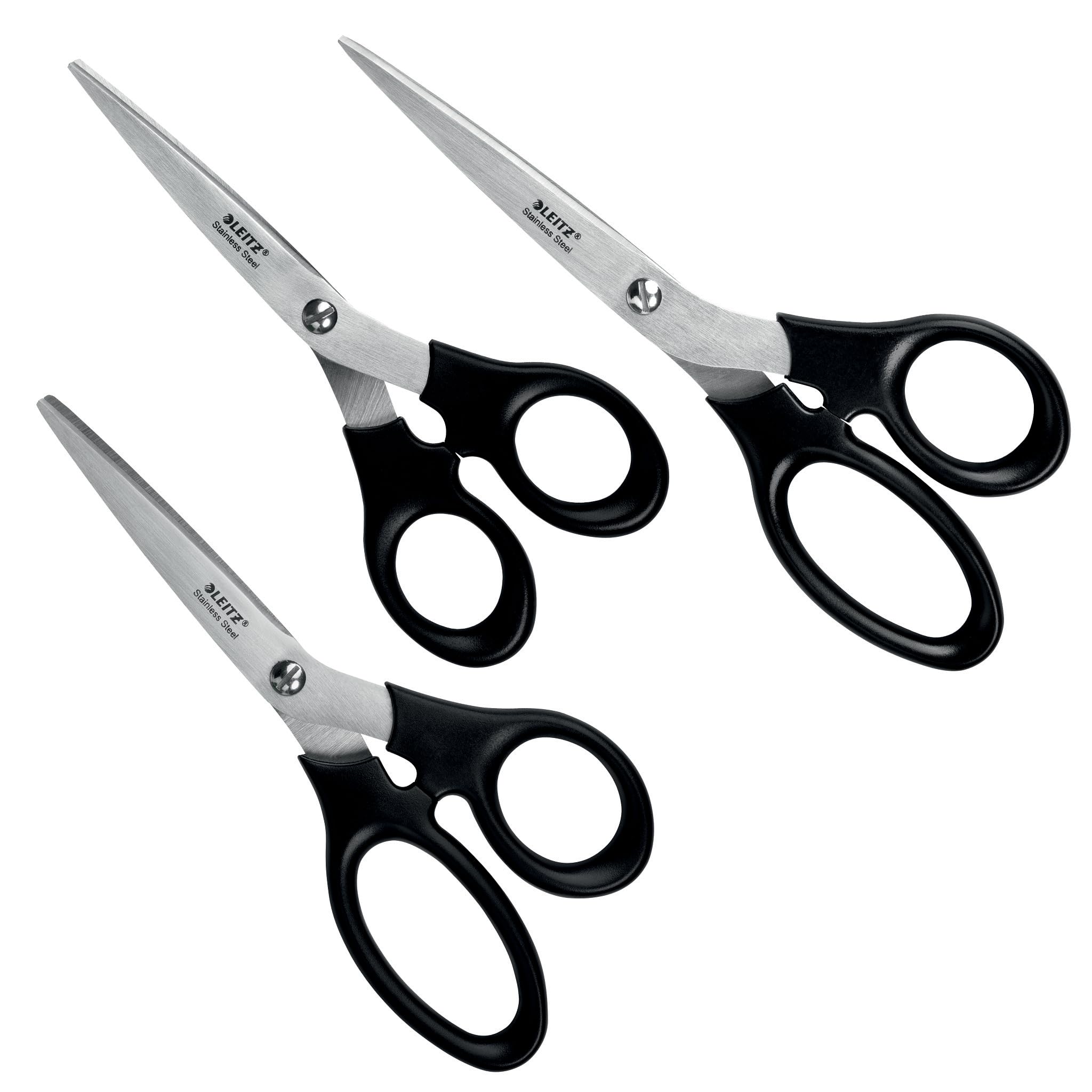Leitz Stainless Steel Scissors 200 mm, Stainless Steel 200 mm Scissors on Plastic-Free Hanging Card, 54250095