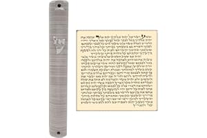 TALISMAN4U Waterproof Jewish MEZUZAH CASE with Scroll 3D Metal Painted Design Classic Israel Judaica Plastic Door Mezuza 5 Inch (Silver Stripes)