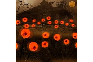 THISWING Halloween Decorations Outdoor, 2 Packs 12LED Scary Bleeding Eyeballs Solar-Lamps Waterproof Swaying Firefly Lights for Outside Patio/Yard/Garden/Lawn/Halloween Party Decor - Orange