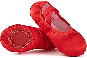 TIEJIAN Satin Ballet Slippers for Girls - Toddler Dance Shoes (Little Kid/Big Kid)