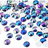 John Bead 1000 Pieces 8mm (SS39), Purple AB, Acrylic Round Flat Back Rhinestones for Jewelry Making, DIY Crafts, Nail Art, Face Makeup, Clothes