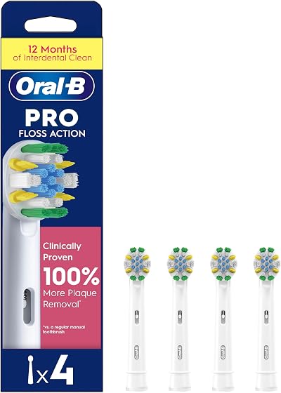 Oral-B Pro Floss Action Electric Toothbrush Head 4 Pack X-Shape Bristles