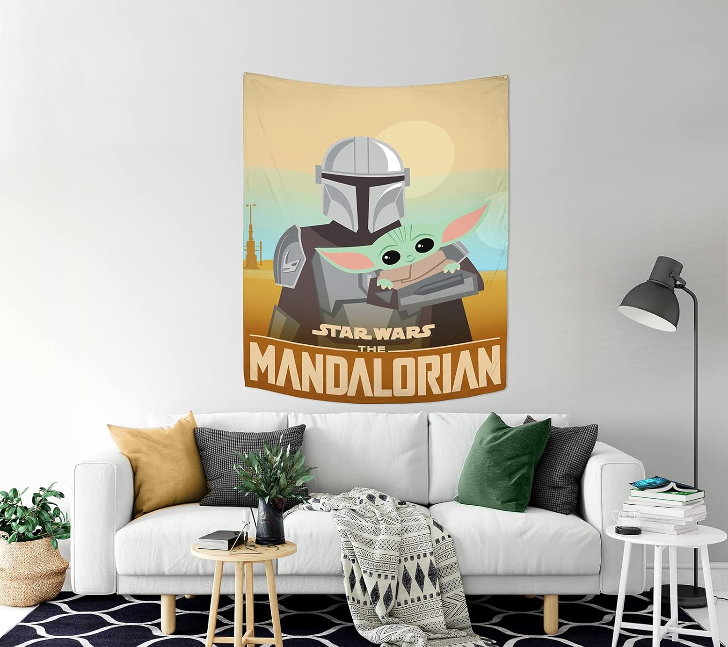 Tapestries - Jay Franco Star Wars The Mandalorian He's with Me Tapestry – 50 x 60 Inch Wall Hanging Features Baby Yoda Grogu – Kids Room Décor (Official Star Wars Product)