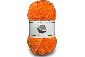 COCO YARN Velvet Yarn for Crocheting – CocoYarn - Chenille Chunky Yarn for Hand Knitting, Fluffy Soft Plush Jumbo Amigurum Super Bulky Baby Blanket Yarn for Crochet Size 6 100g (131yds) ((Dry Orange-16))