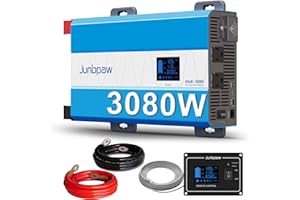 Junbpaw 3080W Pure Sine Wave Power Inverter - 30dB Ultra Quiet, 6000W Surge, Game-Changing Design | 12V to 120V AC Converter for Home, RV, Camping, Off-Grid & Outdoor Adventures