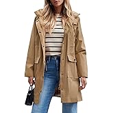 SaphiRose Women's Waterproof Rain Jacket Long Raincoat Hooded Windbreaker Trench Coat