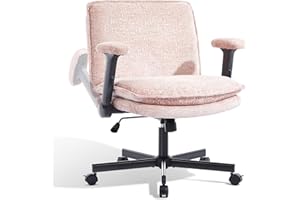 Morkprism Criss Cross Chair with Flip-Up Arms and Lockable Wheels, Plush Fabric Cross Legged Office Desk Chair，Wider 125°Tilt