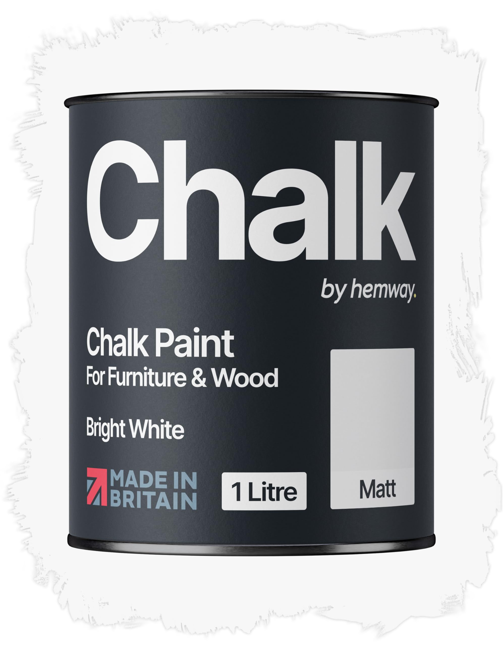 Hemway Chalk Paint Bright White Furniture Paint 1L, Matt Finish Shabby Chic, Chalk Furniture & Walls, Quick Dry & 1 Coat