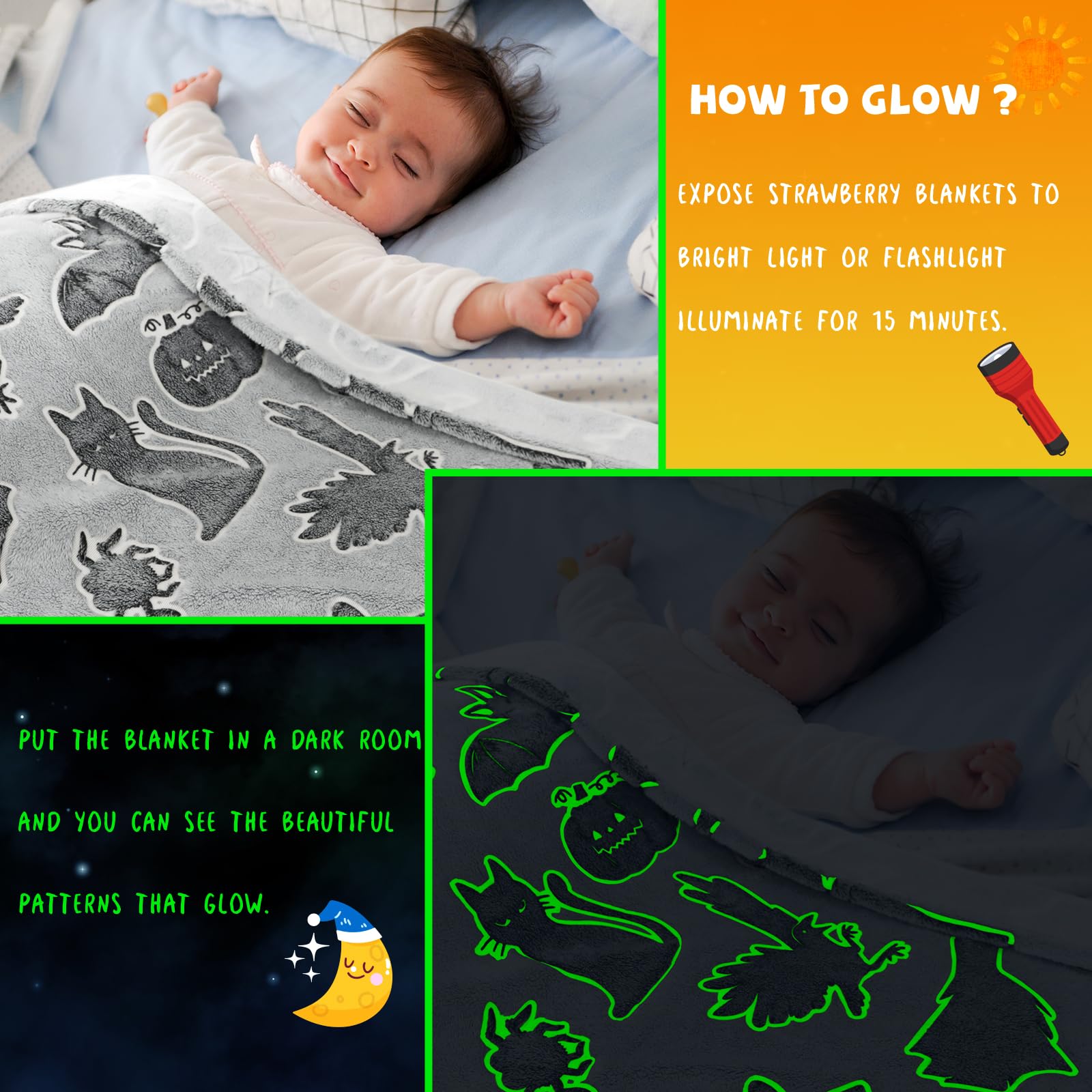 REXEO Throw Blanket Kids Soft Fleece Blankets Black Cat Halloween Throw Blanket 50