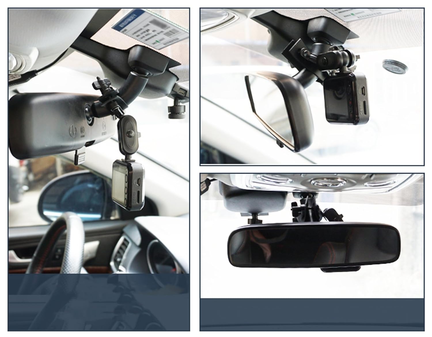 Dash Cam Mount GPS Car Rearview Mirror Mount Kit Slim 9.20mm 360 Degree