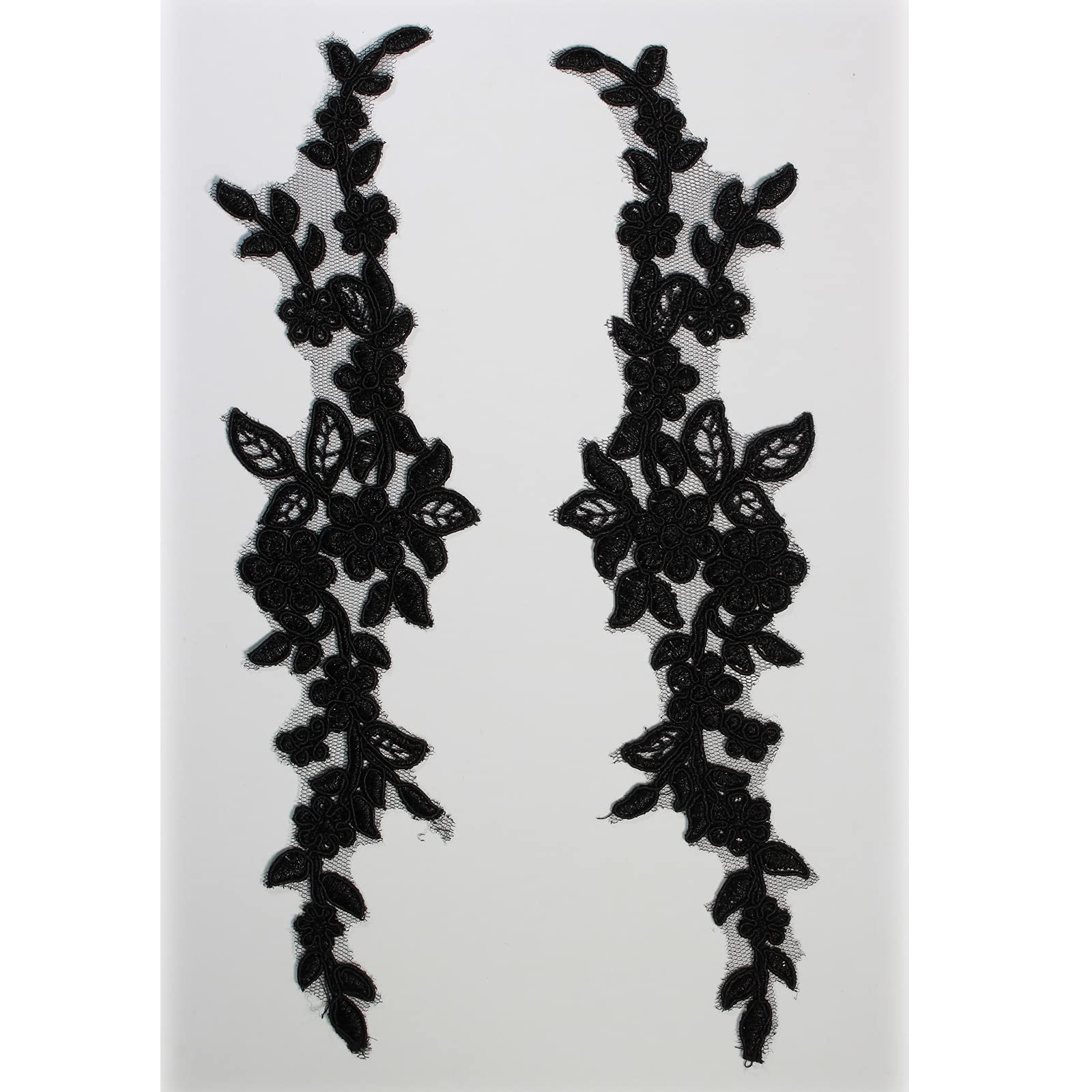 4 x Pieces Corded Lace Applique Wedding Motif Sew On #30 A (Black) — image 1