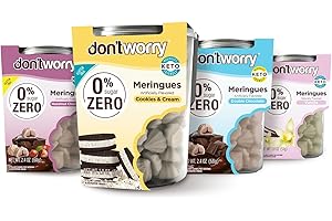 DON'T WORRY Don’t Worry Meringue Cookies – Zero Sugar Snacks for Diabetics, No Zugar Treats, Sugar Free Cookies, Low Carb & Gluten Free Snacks, Healthy Candy Alternative, Keto Food, Guilt-Free 4 Pack