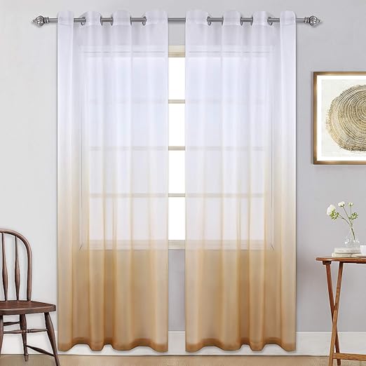 Amazon Com Keqiaosuocai Grommet Ombre Light Yellow Curtain 84